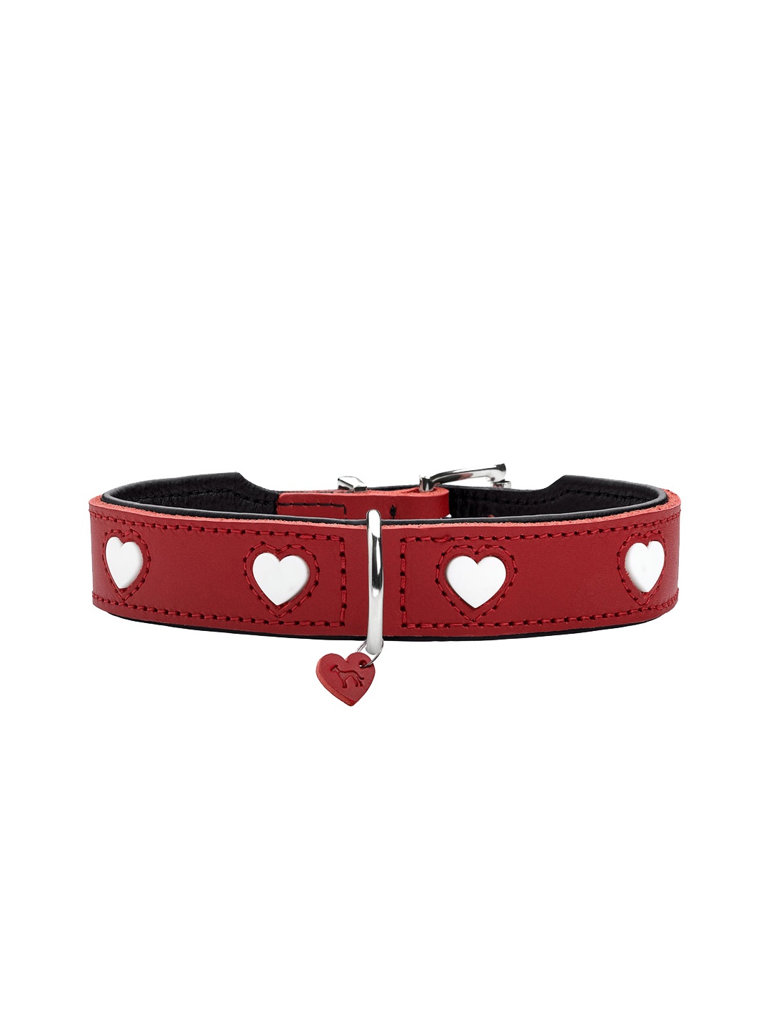 

HUNTER Set Of 2 Self-Design Leather Dog Collar, Red