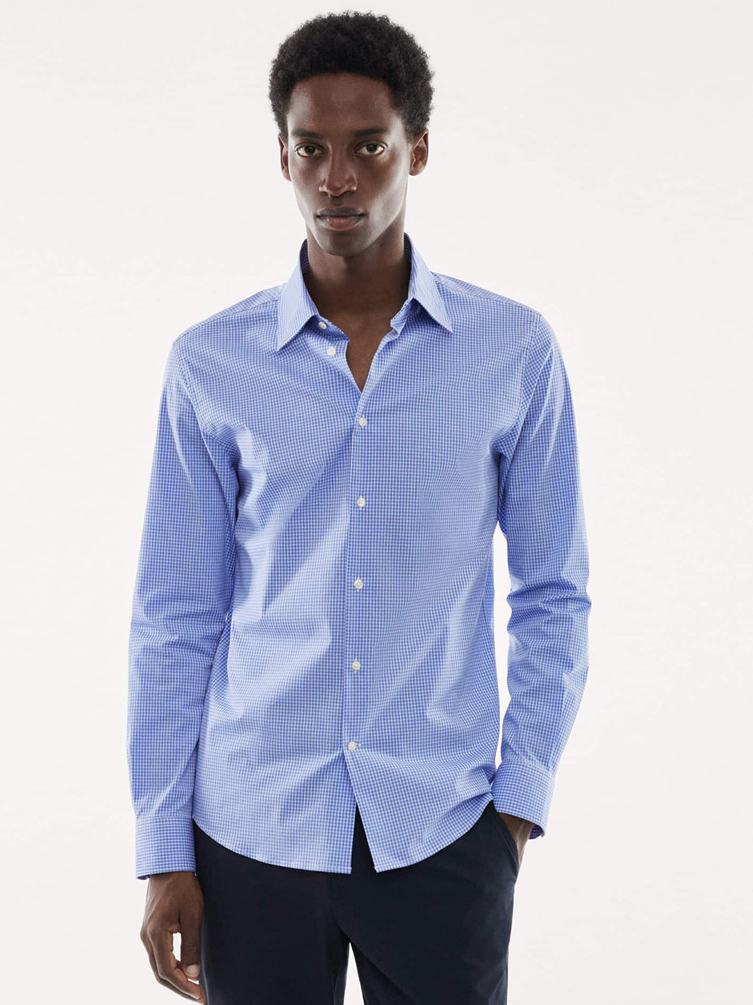 

MANGO MAN Micro Checks Casual Shirt, Blue