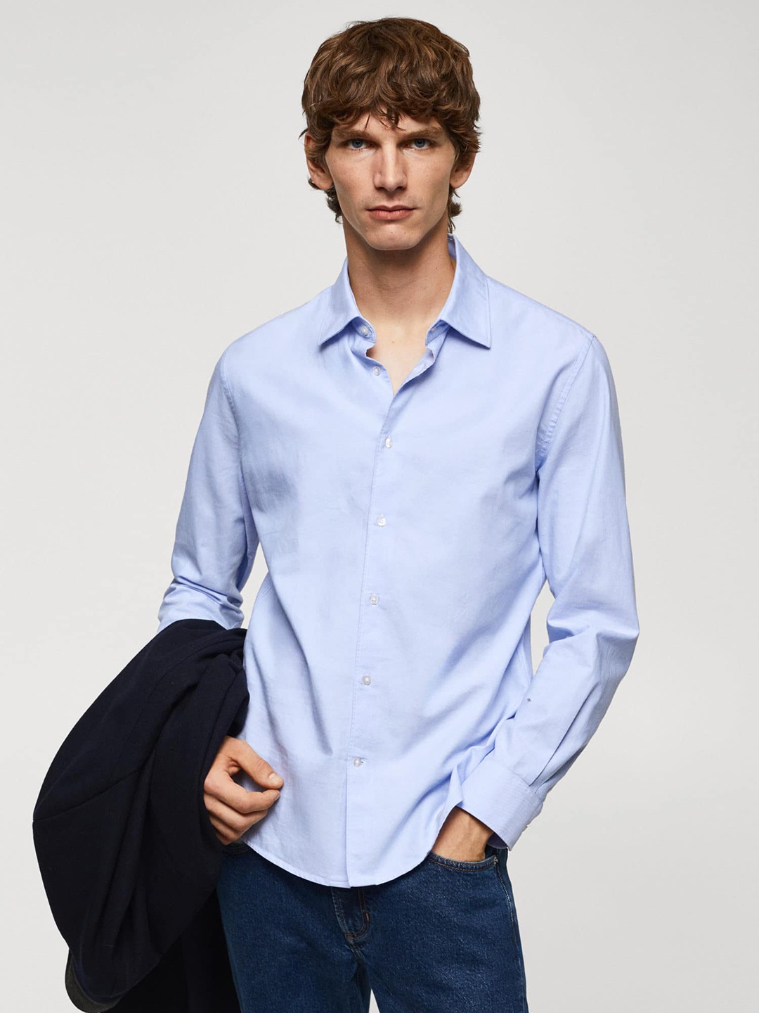 

MANGO MAN Slim Fit Pure Cotton Oxford Shirt, Blue