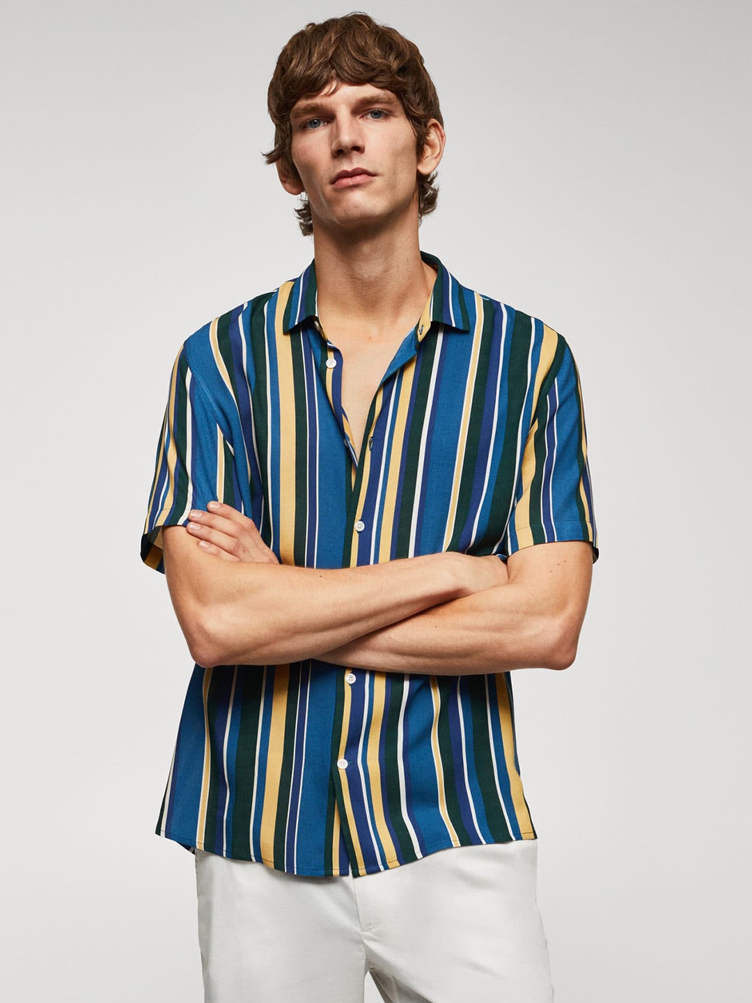 

MANGO MAN Multi Stripes Casual Shirt, Blue