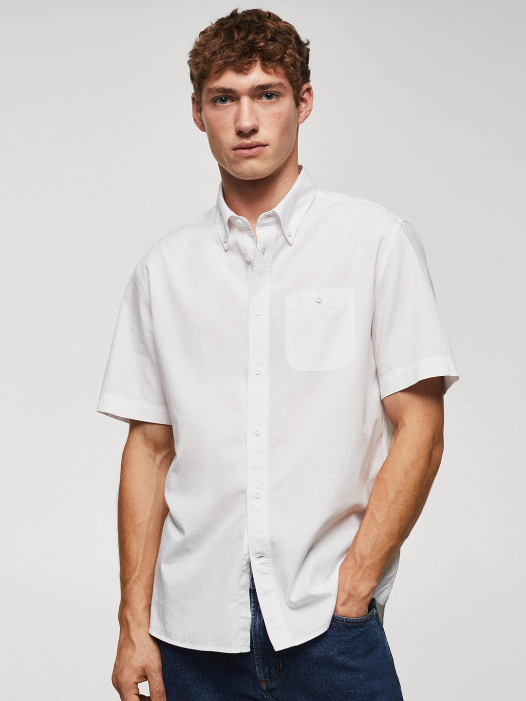 

MANGO MAN Pure Cotton Casual Shirt, White