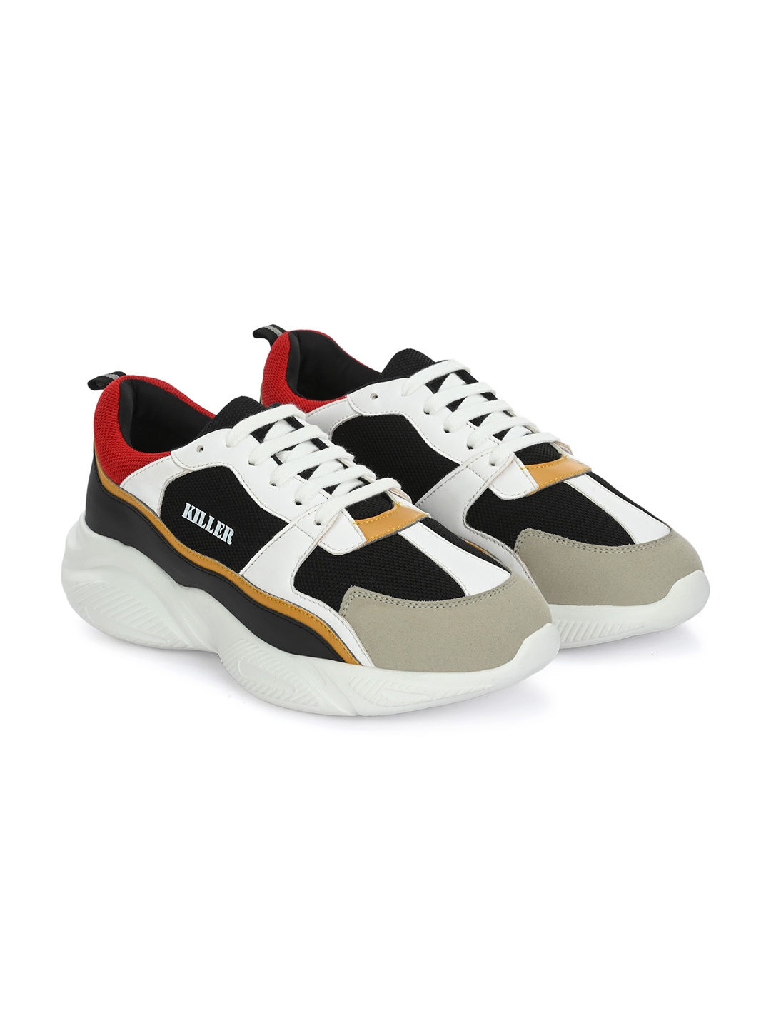

Killer Men Colourblocked Padded Insole Contrast Sole Sneakers, Black