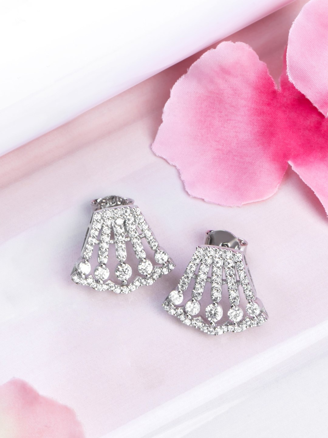 

Zavya 925 Pure Sterling Silver Rhodium-Plated CZ-Studded Quirky Studs Earrings