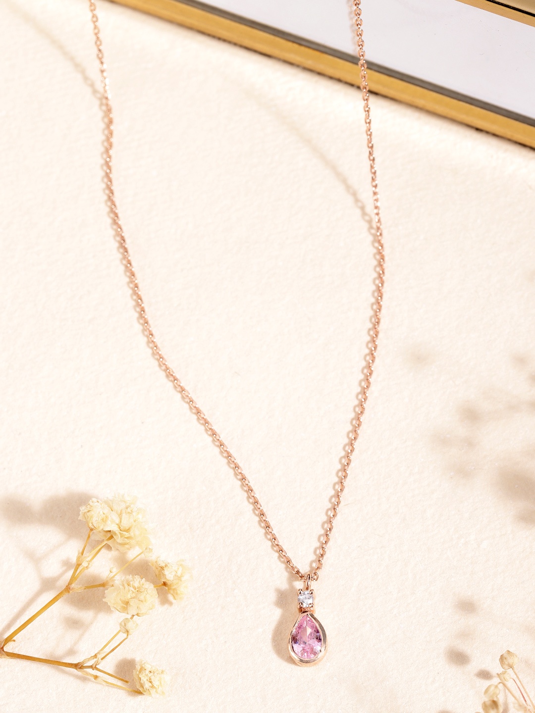 

Zavya 925 Sterling Silver Rose Gold-Plated CZ-Studded Necklace