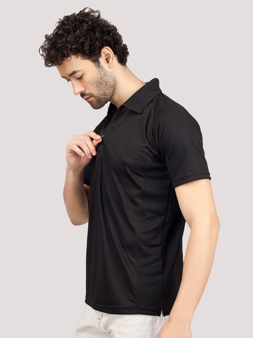 

Greylongg Polo Collar T-shirt, Black