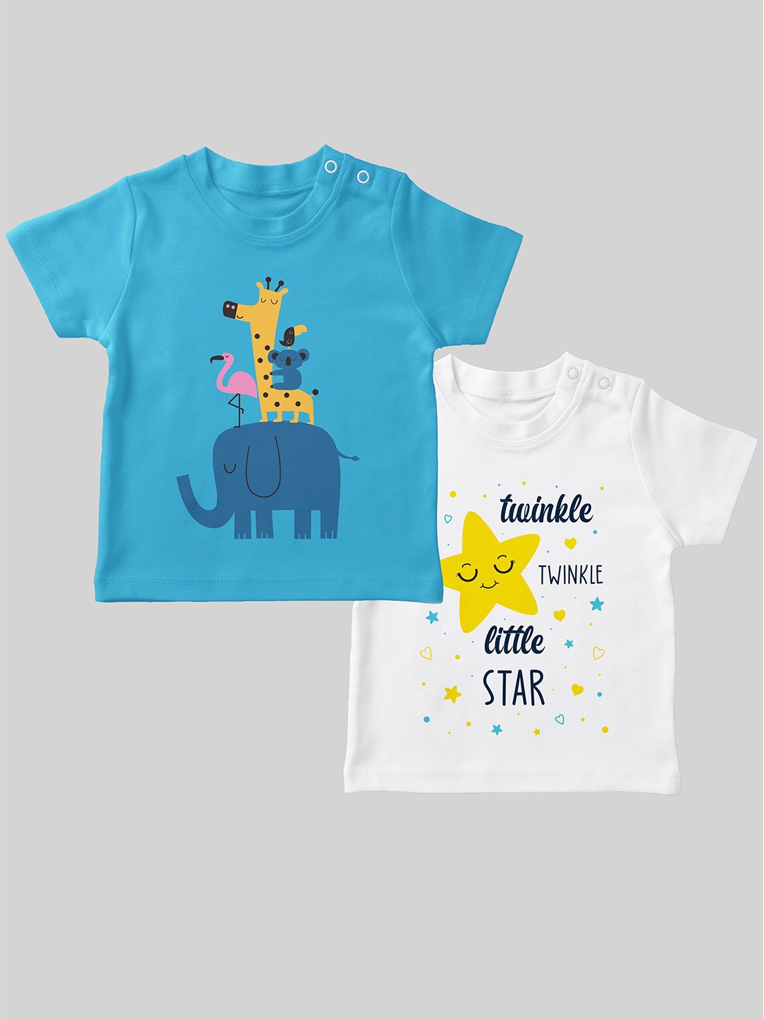 

Mojua Kids Set Of 2 Graphic Printed Bio Finish Cotton T-shirt, Blue