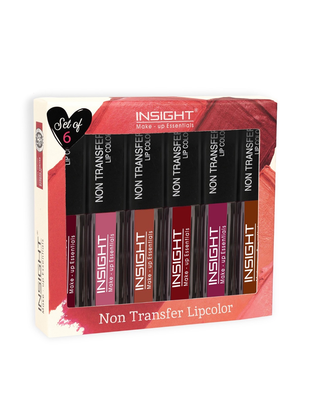 

Insight Cosmetics Set Of 6 Long-Lasting Non Transfer Lip Color - 4ml Each, Pink