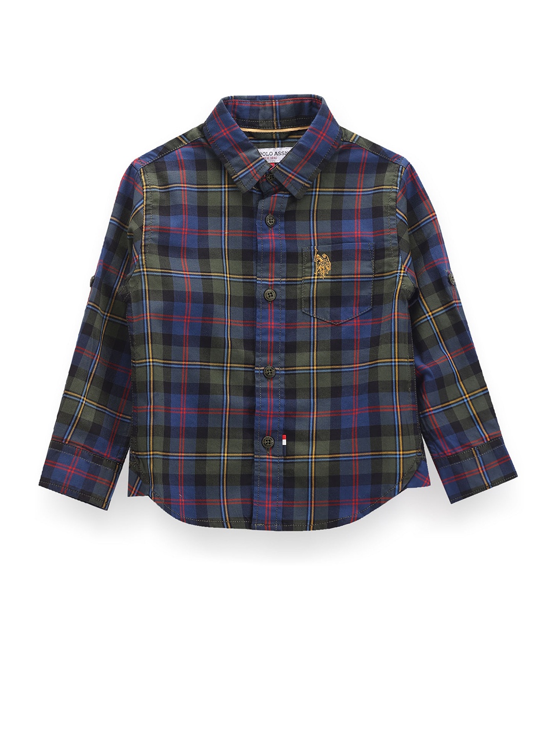 

U.S. Polo Assn. Kids Boys Classic Tartan Checked Pure Cotton Casual Shirt, Green