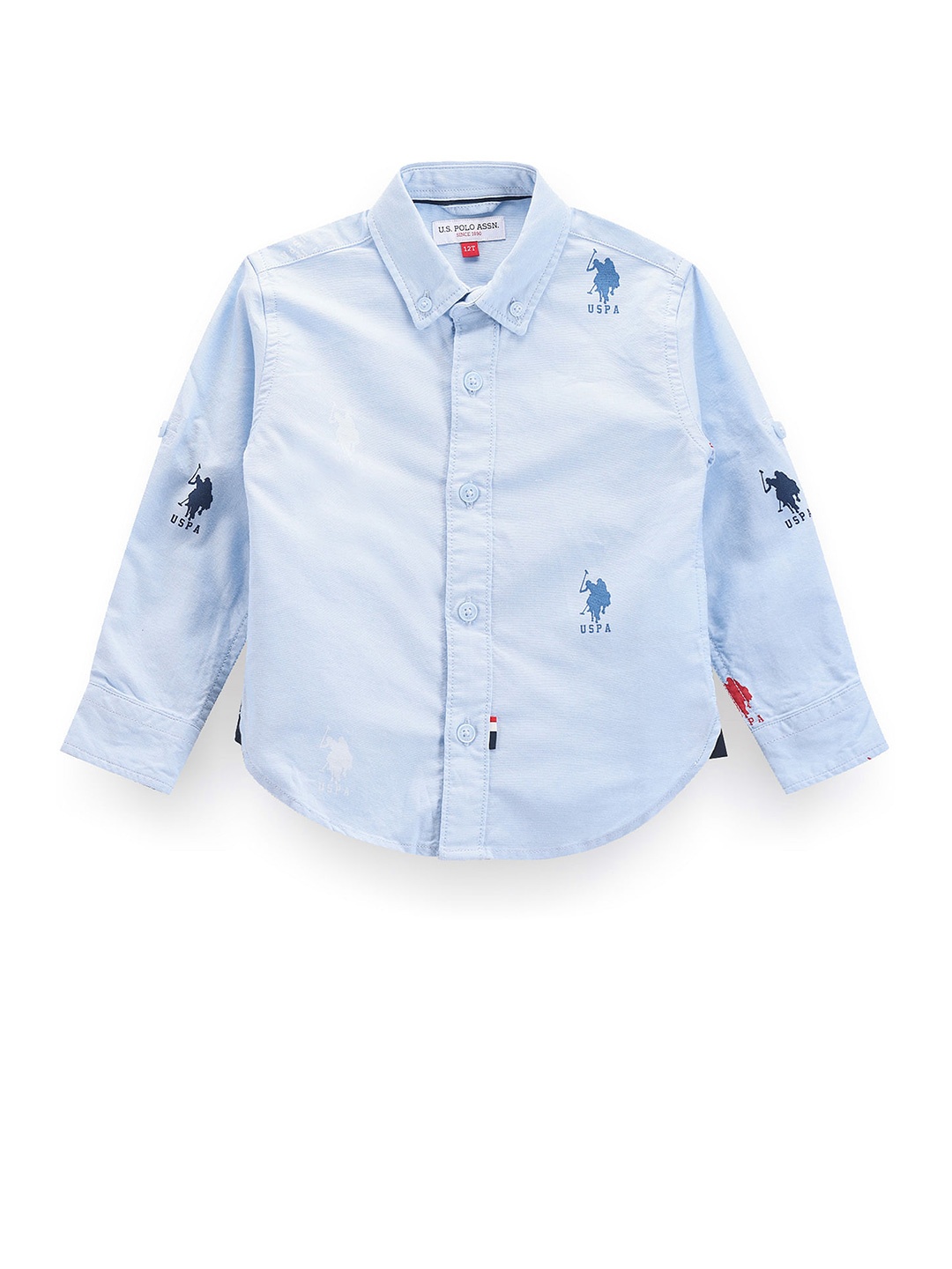 

U.S. Polo Assn. Kids Boys Classic Brand Logo Printed Pure Cotton Casual Shirt, Blue