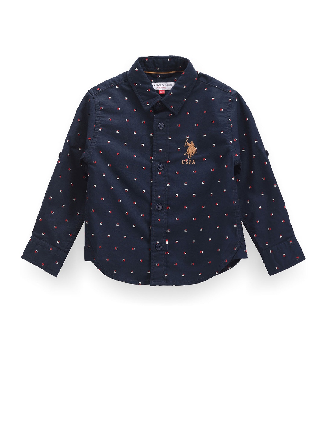 

U.S. Polo Assn. Kids Boys Classic Printed Pure Cotton Casual Shirt, Navy blue