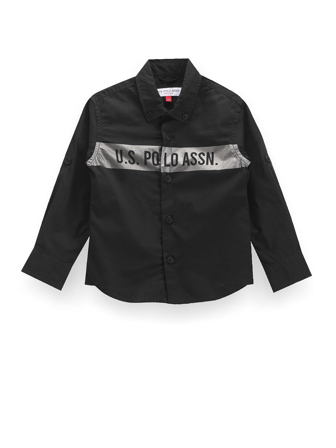 

U.S. Polo Assn. Kids Boys Classic Typography Printed Pure Cotton Casual Shirt, Black