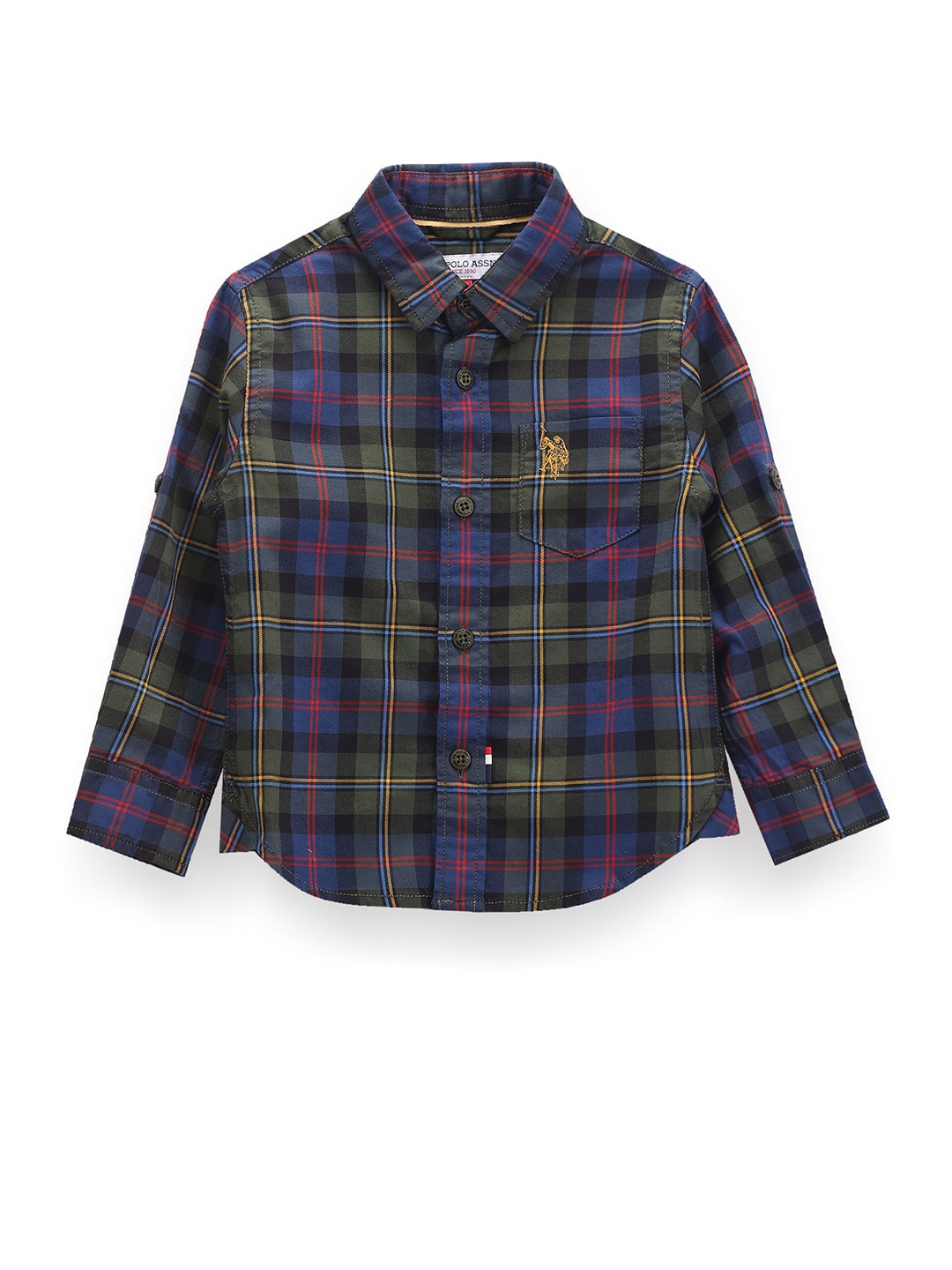 

U.S. Polo Assn. Kids Boys Classic Tartan Checked Pure Cotton Shirt, Green