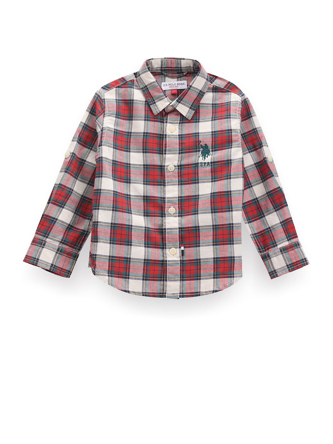 

U.S. Polo Assn. Kids Boys Classic Tartan Checked Pure Cotton Shirt, Red