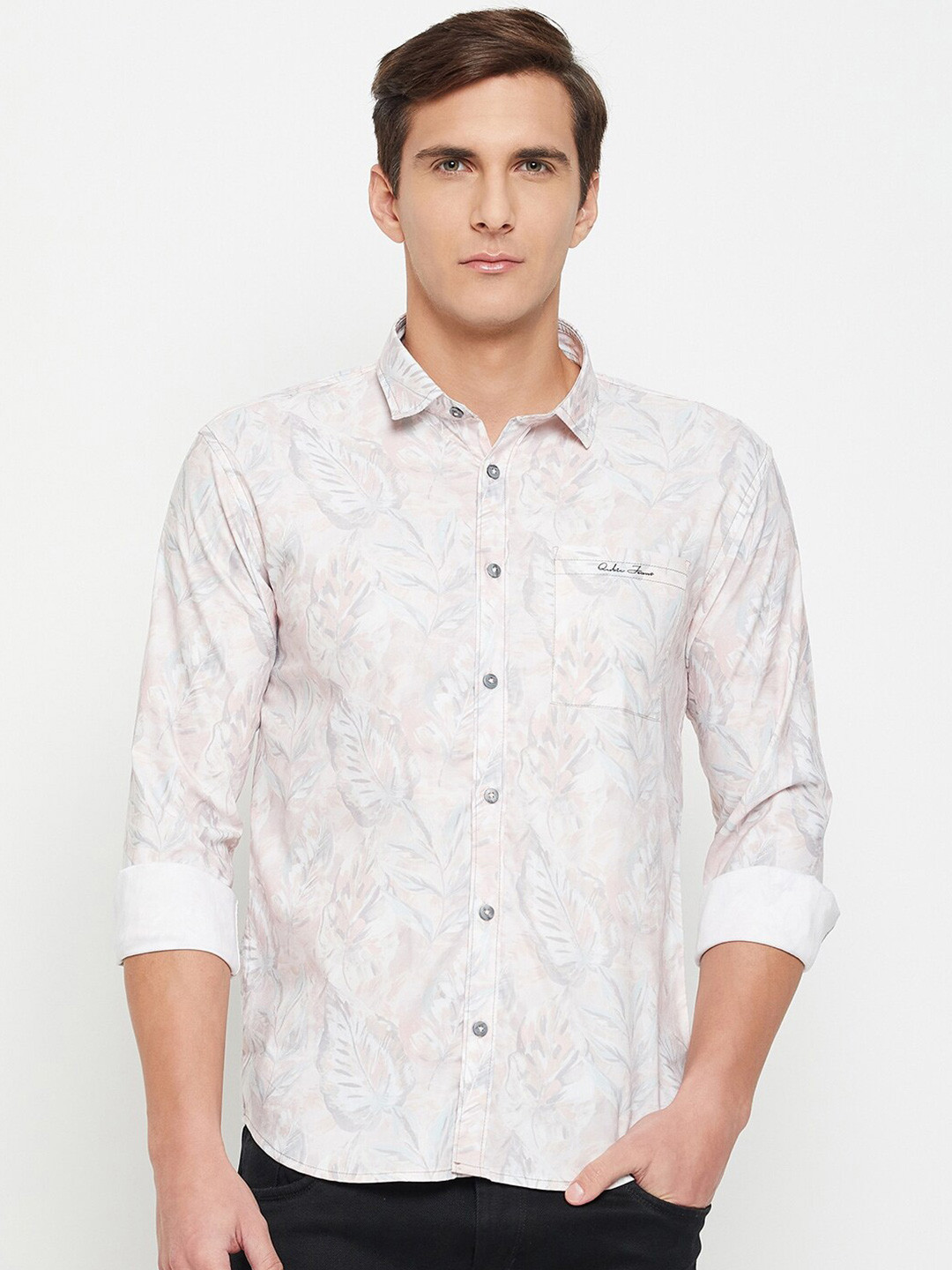 

QUBIC Tropical Printed Casual Shirt, Pink