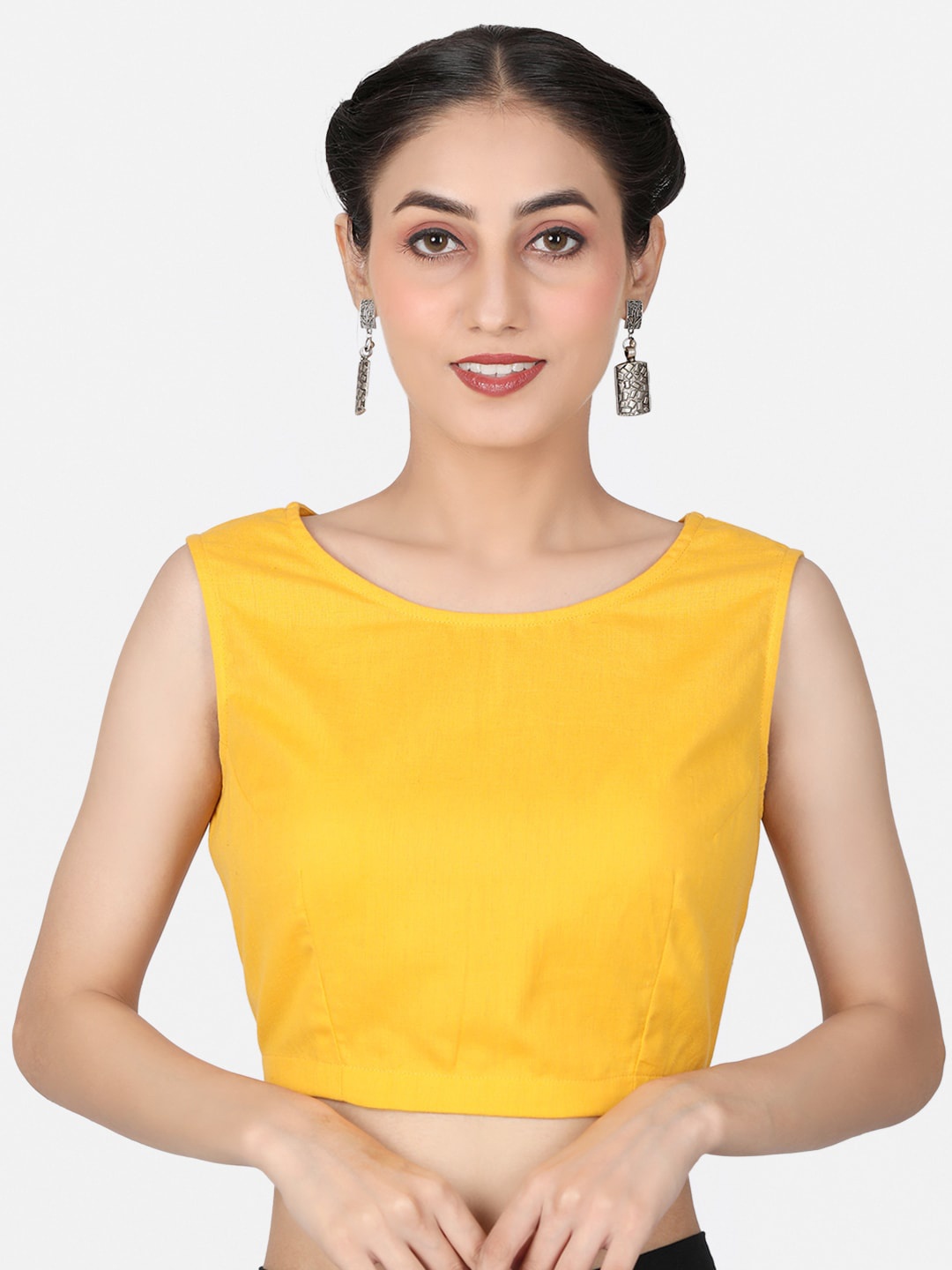 

Llajja Pure Cotton Boat Neck Non Padded Saree Blouse, Yellow