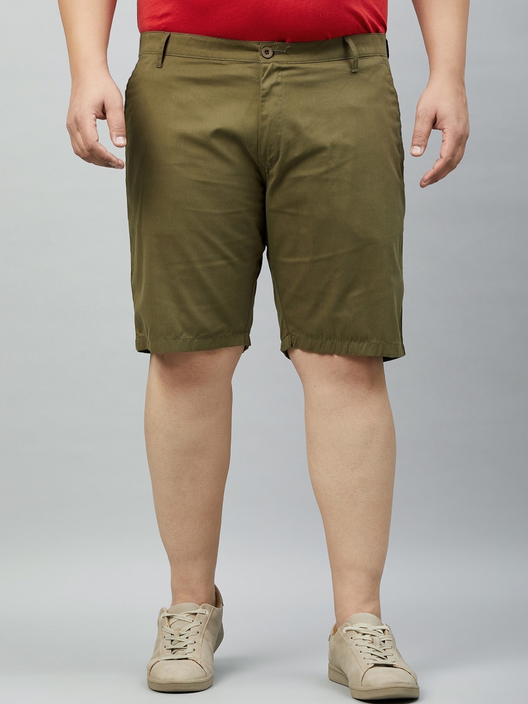 

STUDIO NEXX Men Mid-Rise Cotton Shorts, Olive