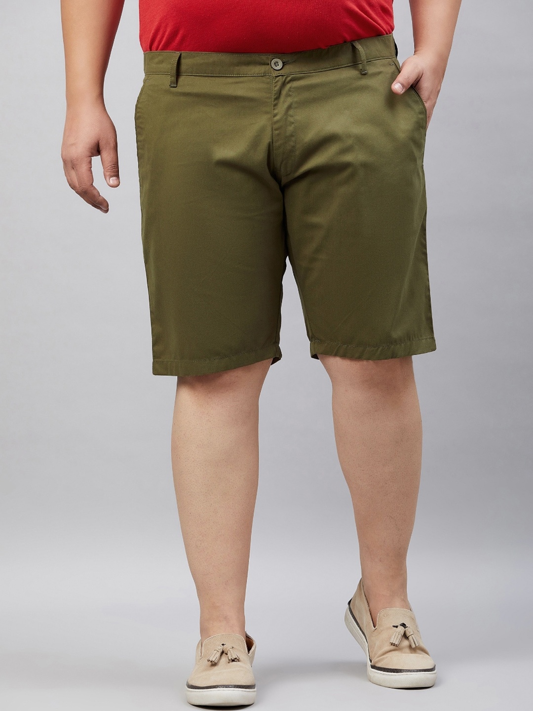 

STUDIO NEXX Men Mid-Rise Cotton Shorts, Olive