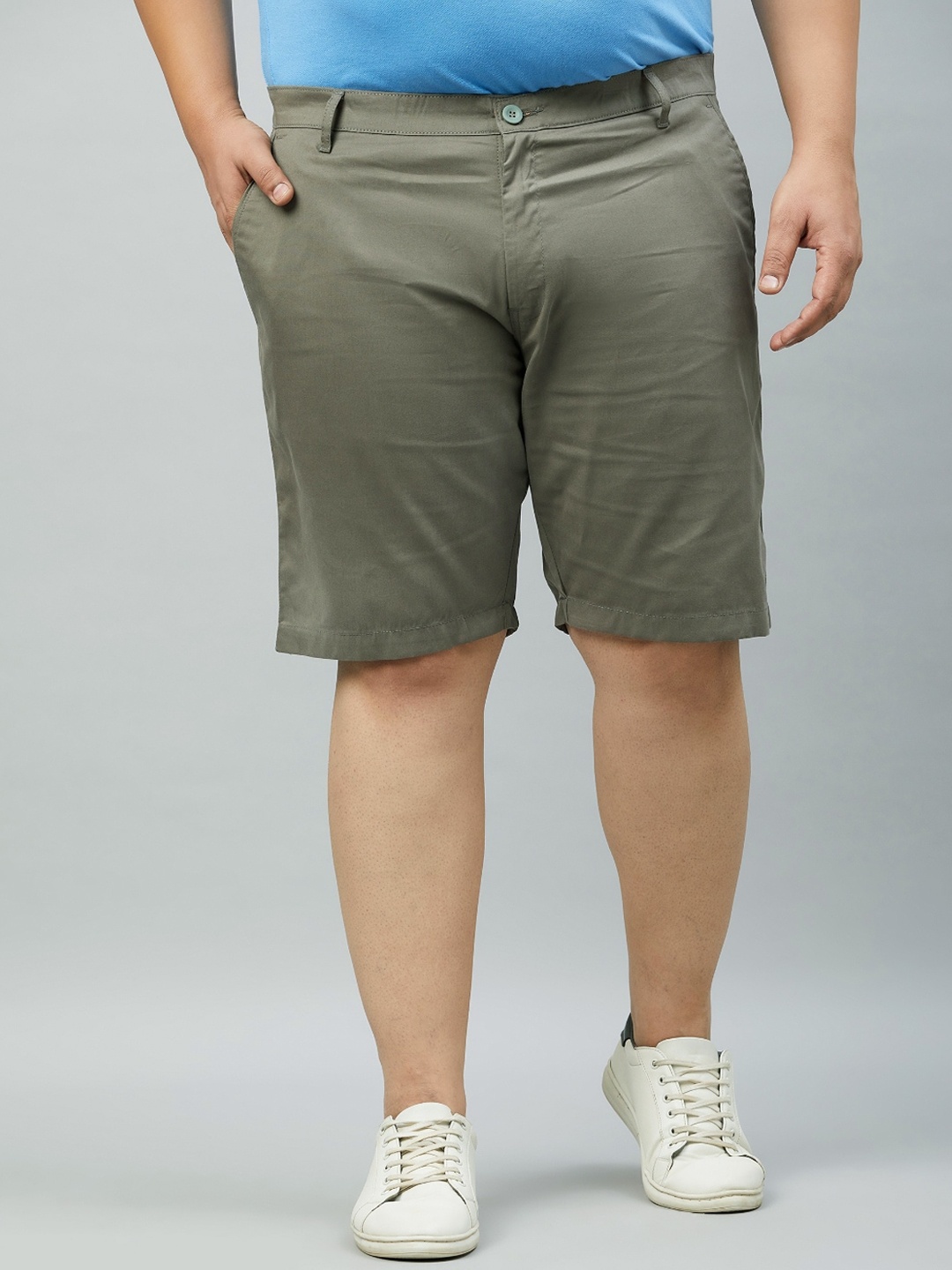 

STUDIO NEXX Men Plus Size Regular Fit Mid-Rise Cotton Shorts, Green