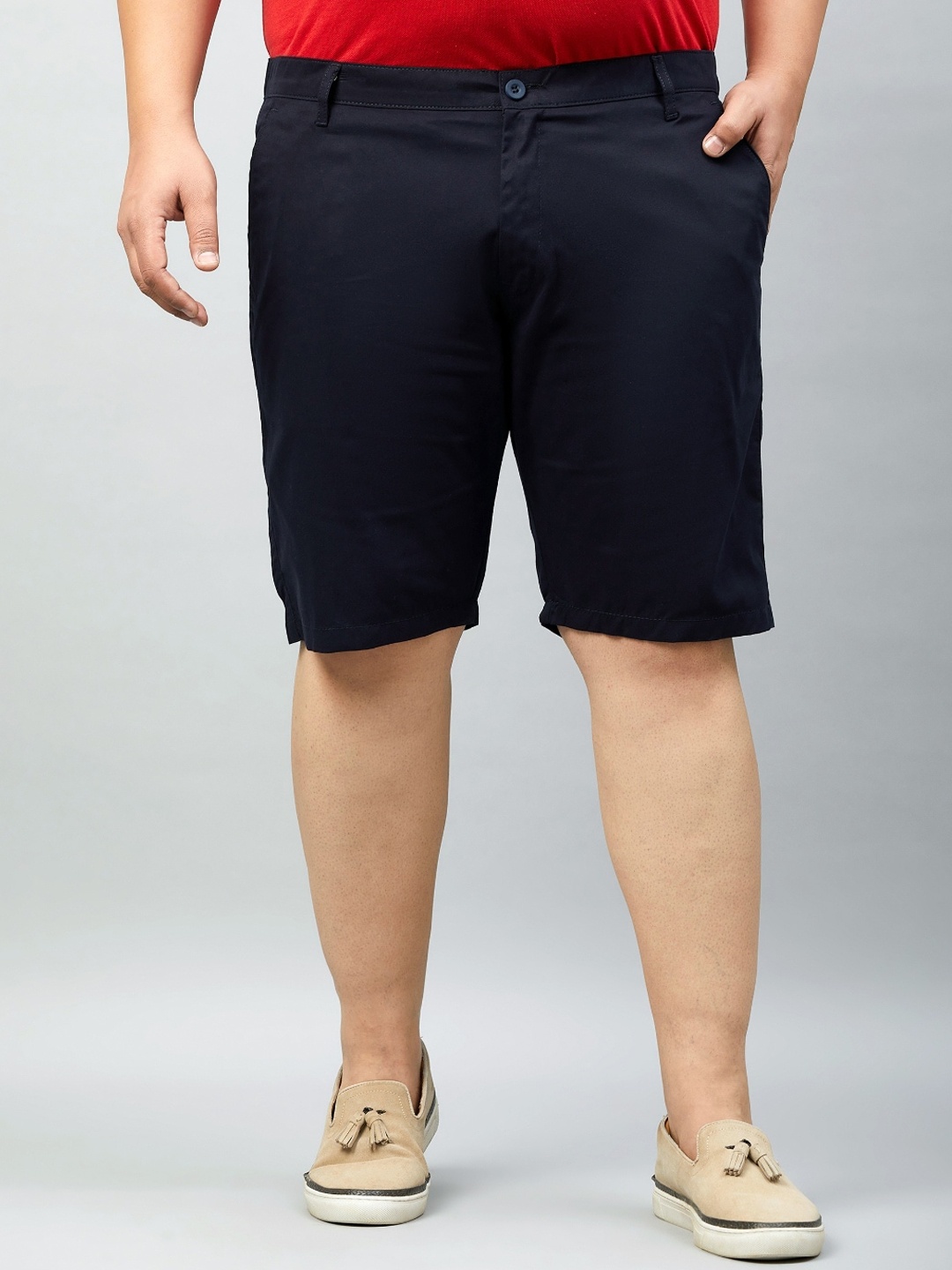 

STUDIO NEXX Men Plus Size Mid Rise Cotton Shorts, Navy blue