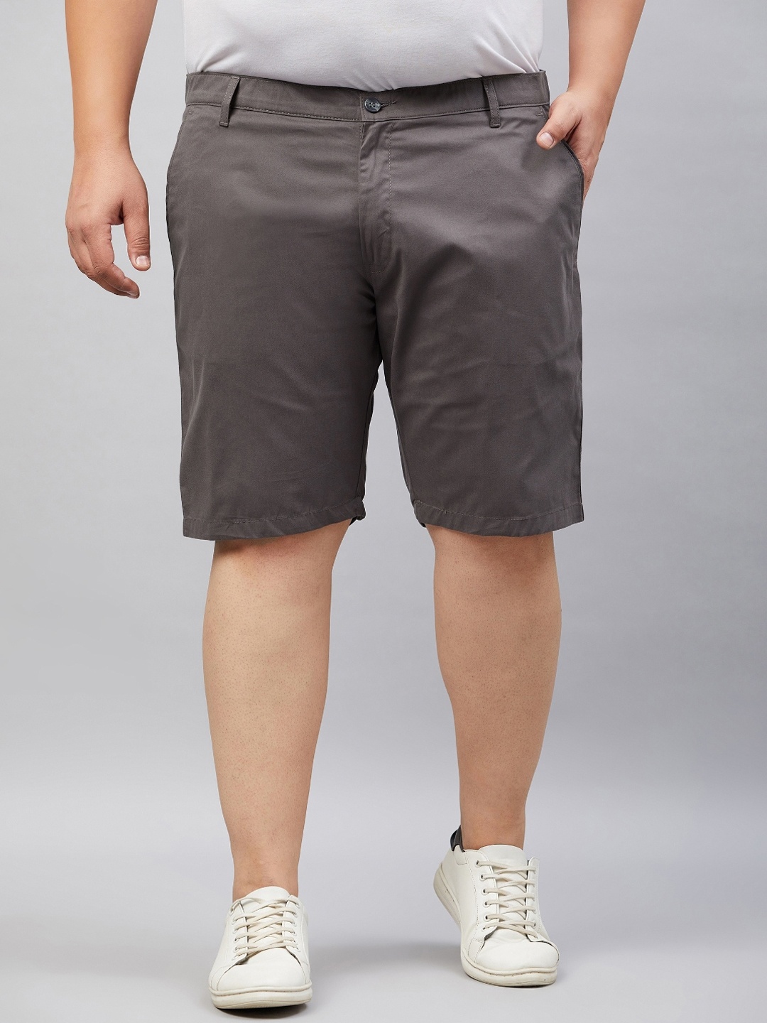 

STUDIO NEXX Men Plus Size Regular Fit Mid-Rise Cotton Shorts, Grey