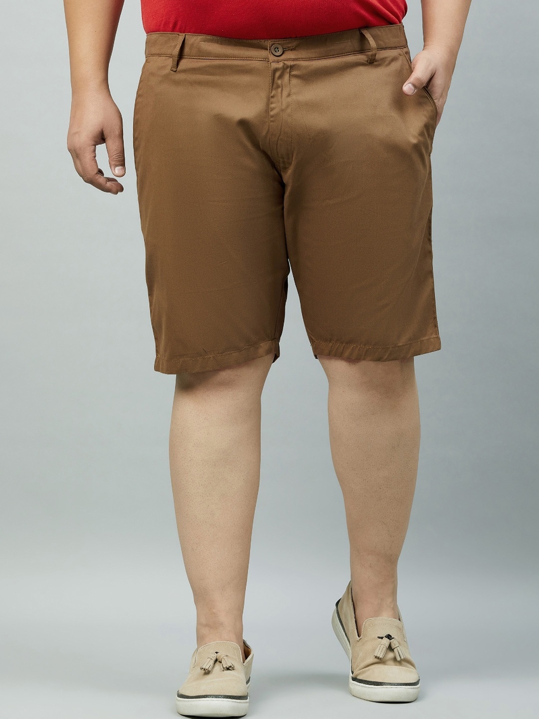 

STUDIO NEXX Men Plus Size Regular Fit Mid-Rise Cotton Shorts, Mustard