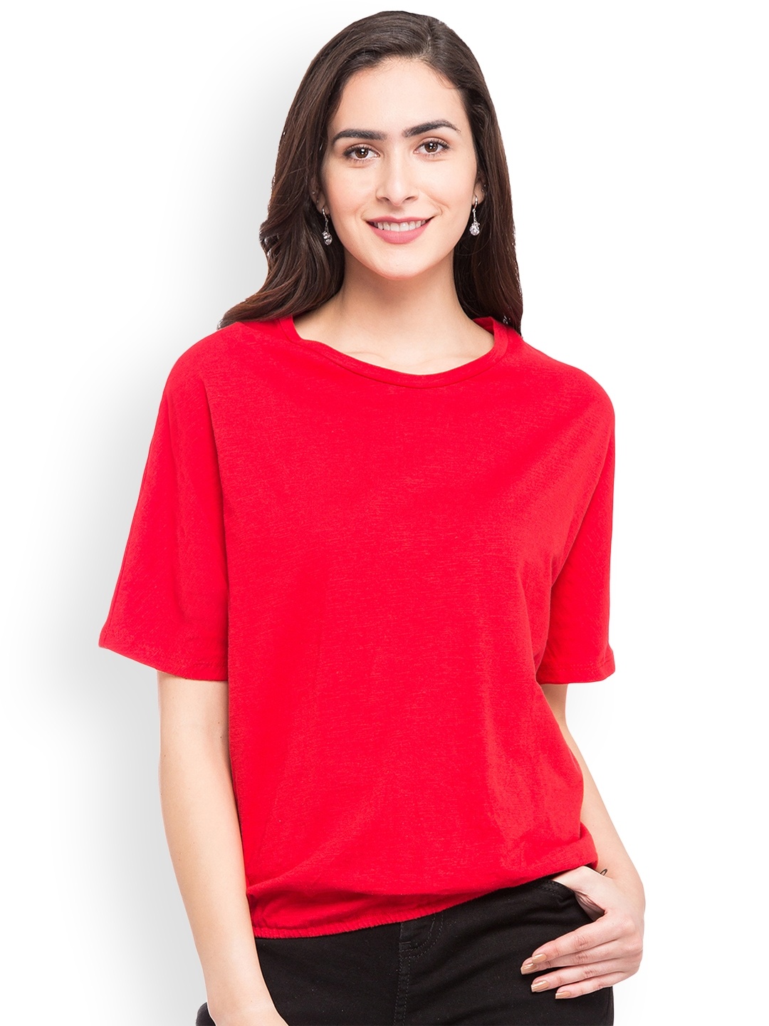 

Globus Women Red Solid Blouson Top