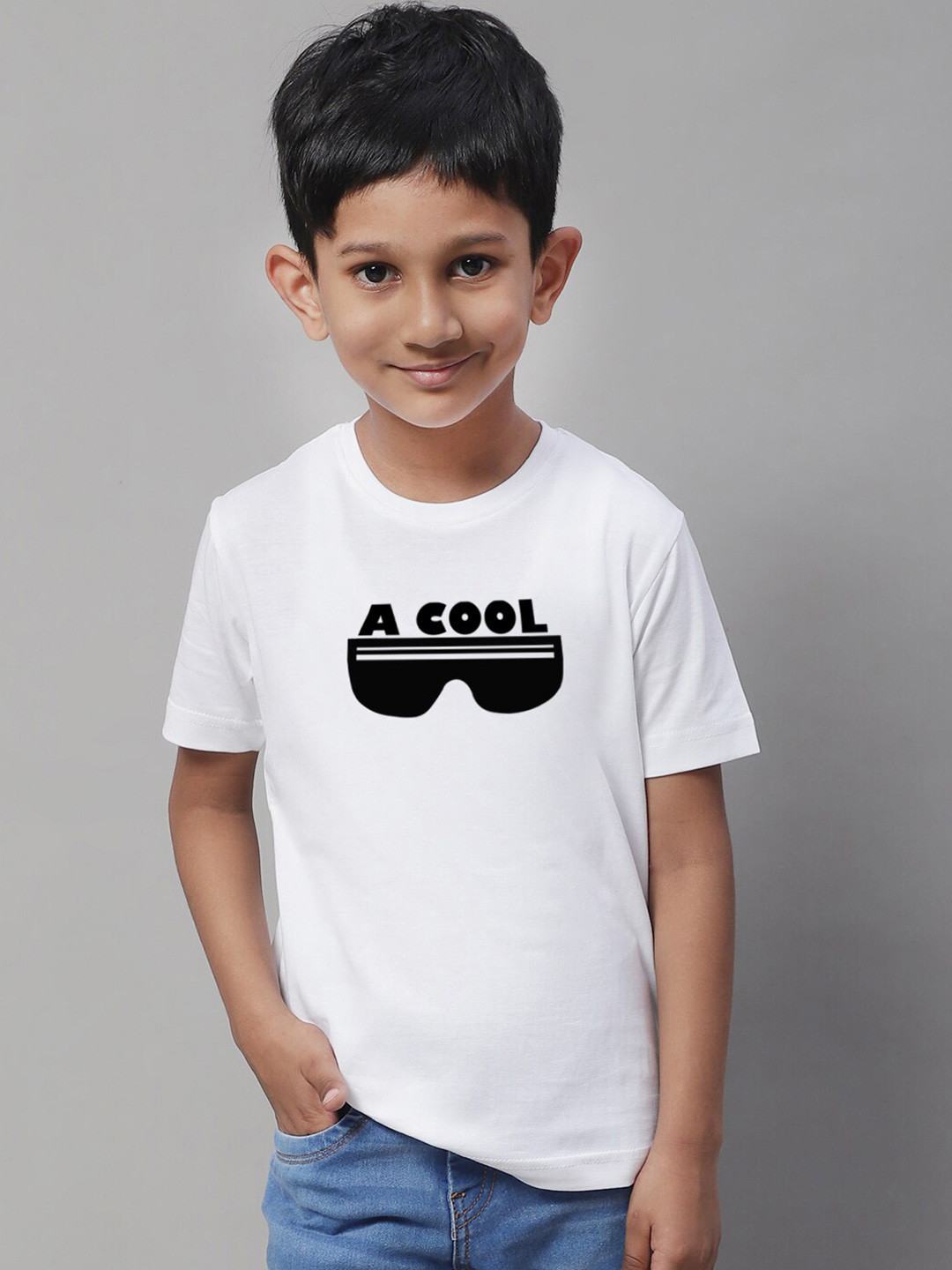 

Friskers Boys Typography Printed Round Neck Cotton Regular T-shirt, White