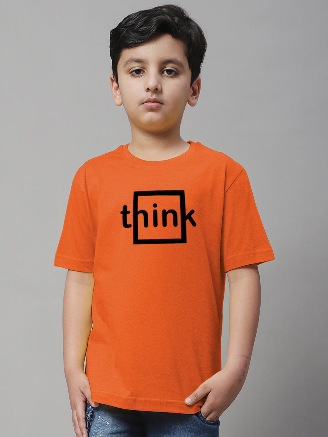 

Friskers Boys Typography Printed Pure Cotton T-shirt, Orange