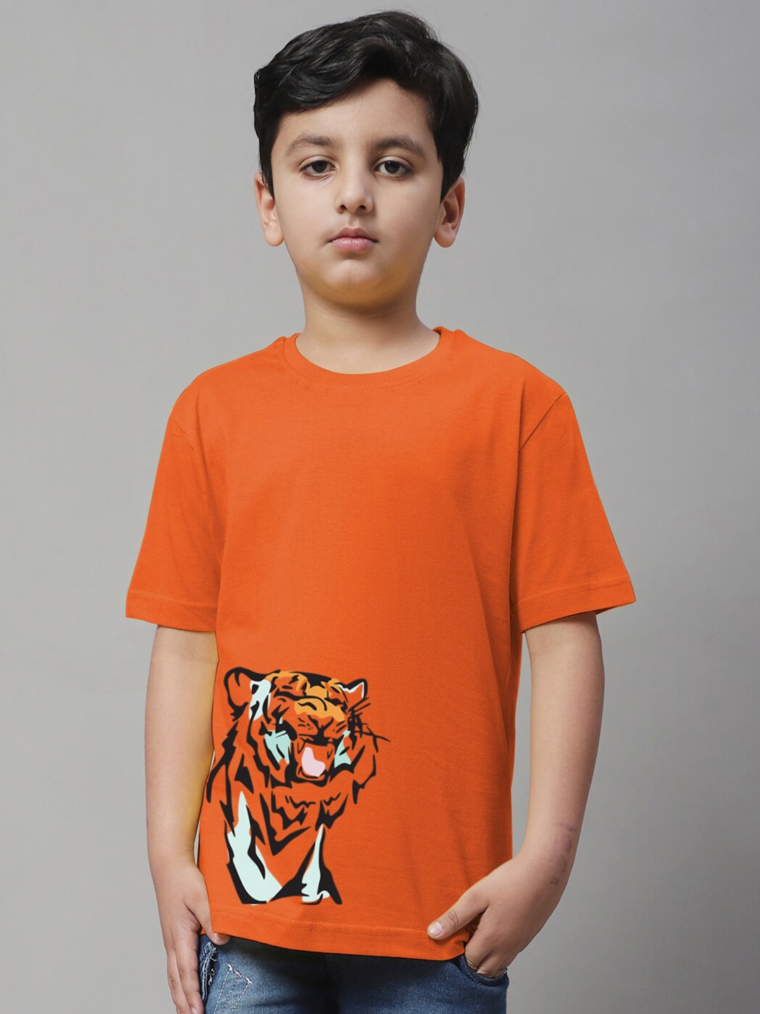 

Friskers Boys Graphic Printed Pure Cotton T-shirt, Orange