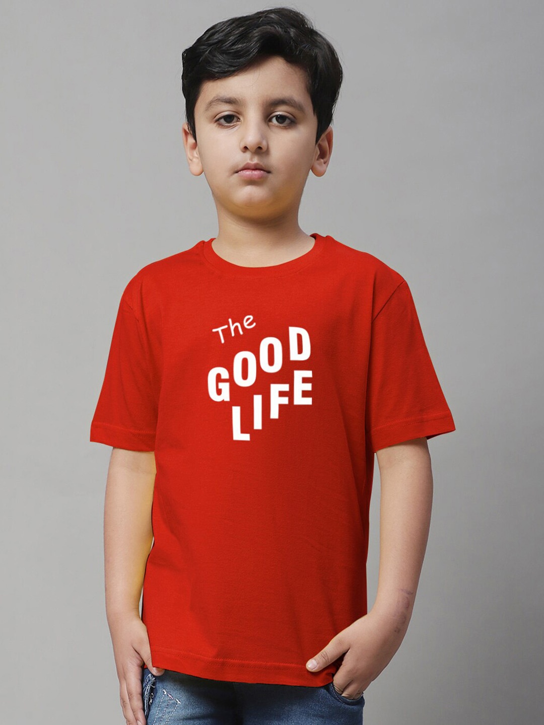 

Friskers Boys Typography Printed Pure Cotton T-shirt, Red