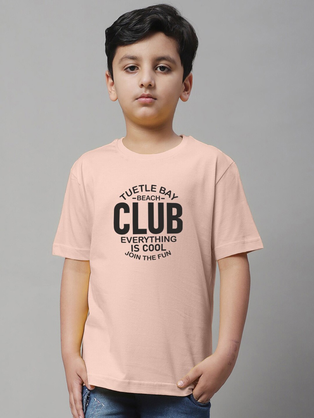 

Friskers Boys Typography Printed Pure Cotton T-shirt, Coral