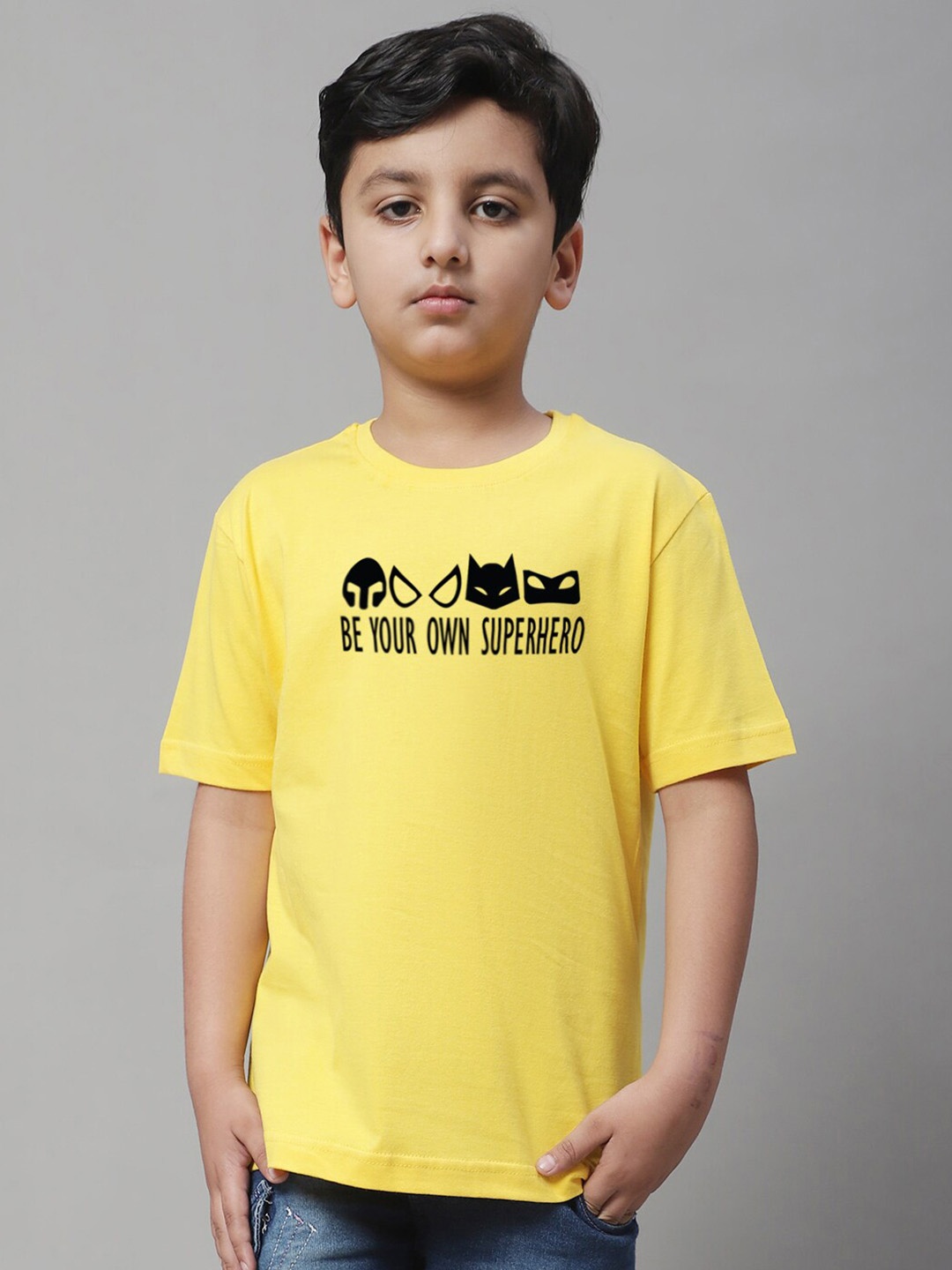 Friskers Boys Typography Printed Pure Cotton T-shirt, Yellow