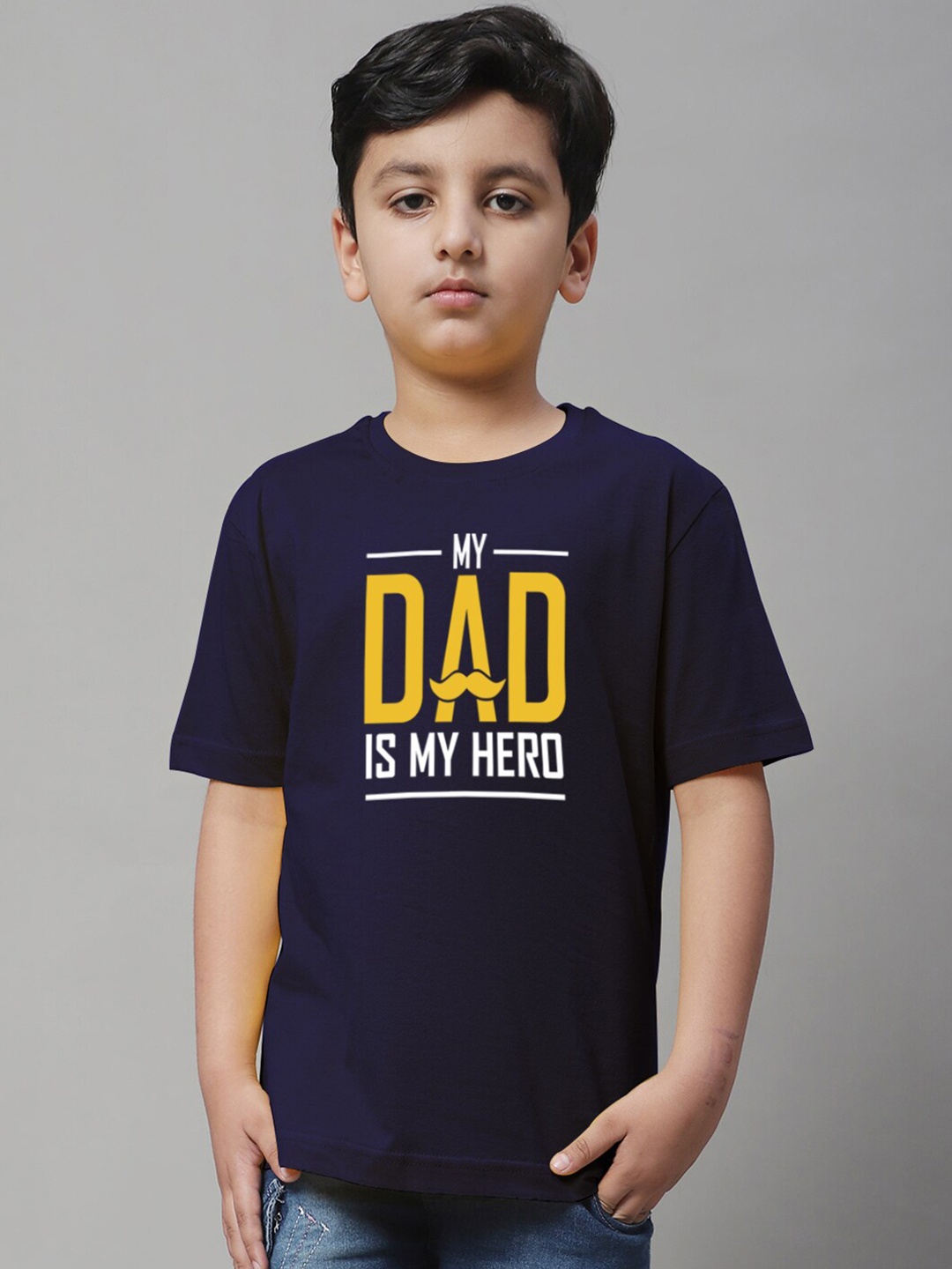 

Friskers Boys Typography Printed Pure Cotton T-shirt, Navy blue