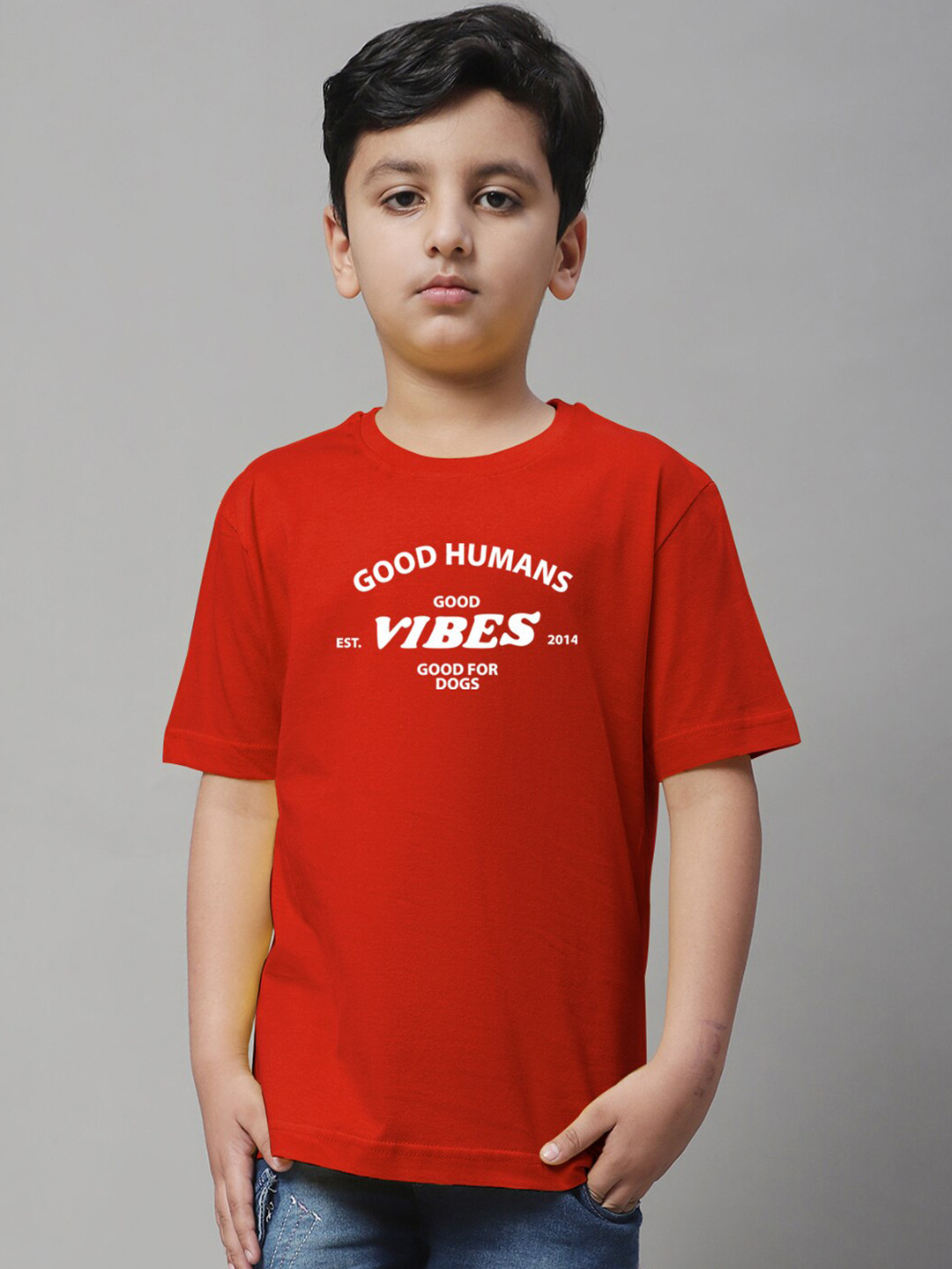 

Friskers Boys Typography Printed Pure Cotton T-shirt, Red