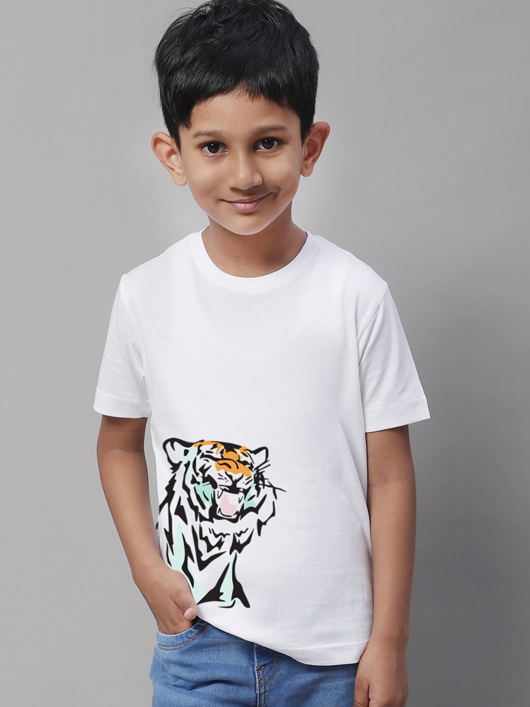 

Friskers Boys Graphic Printed Pure Cotton T-shirt, White