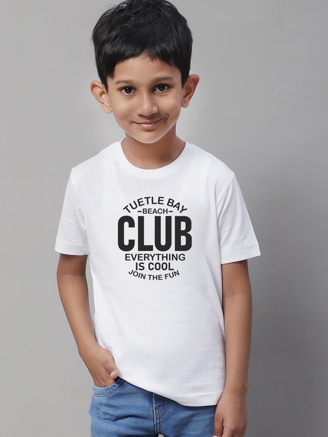 

Friskers Boys Typography Printed Round Neck Cotton Regular T-shirt, White