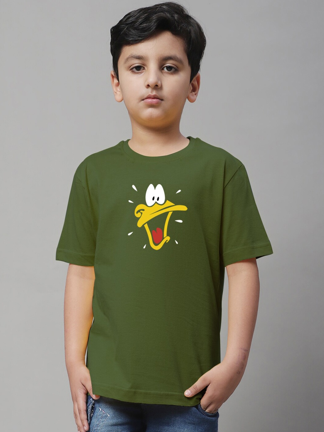 

Friskers Boys Graphic Printed Pure Cotton T-shirt, Olive