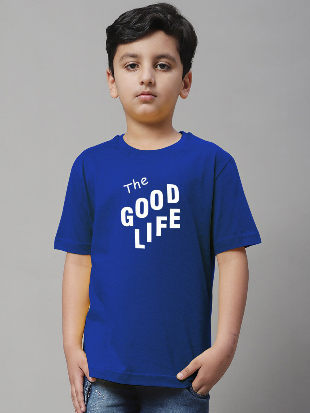 

Friskers Boys Typography Printed Round Neck Cotton Regular T-shirt, Blue