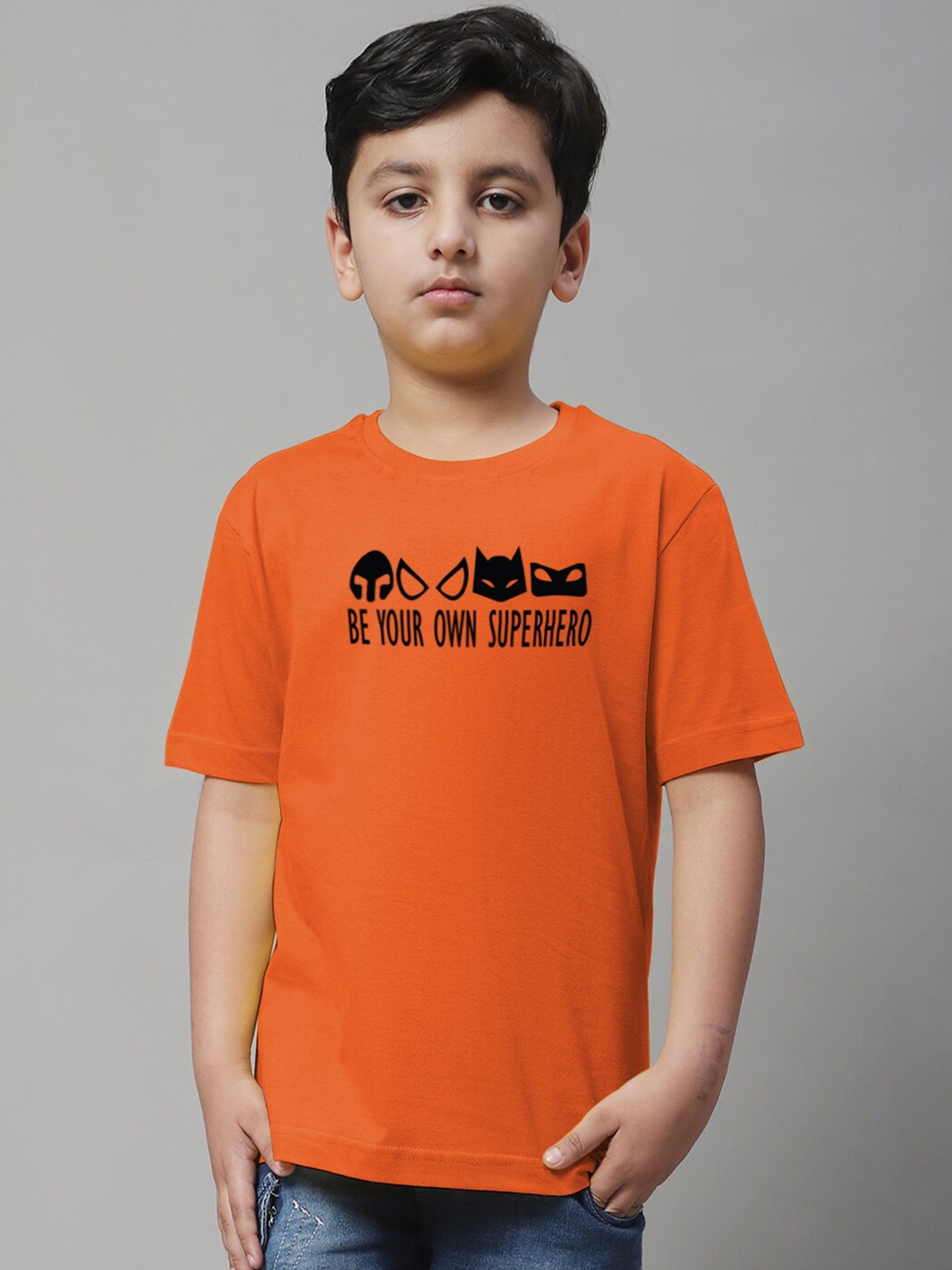 

Friskers Boys Typography Printed Pure CottonT-shirt, Orange