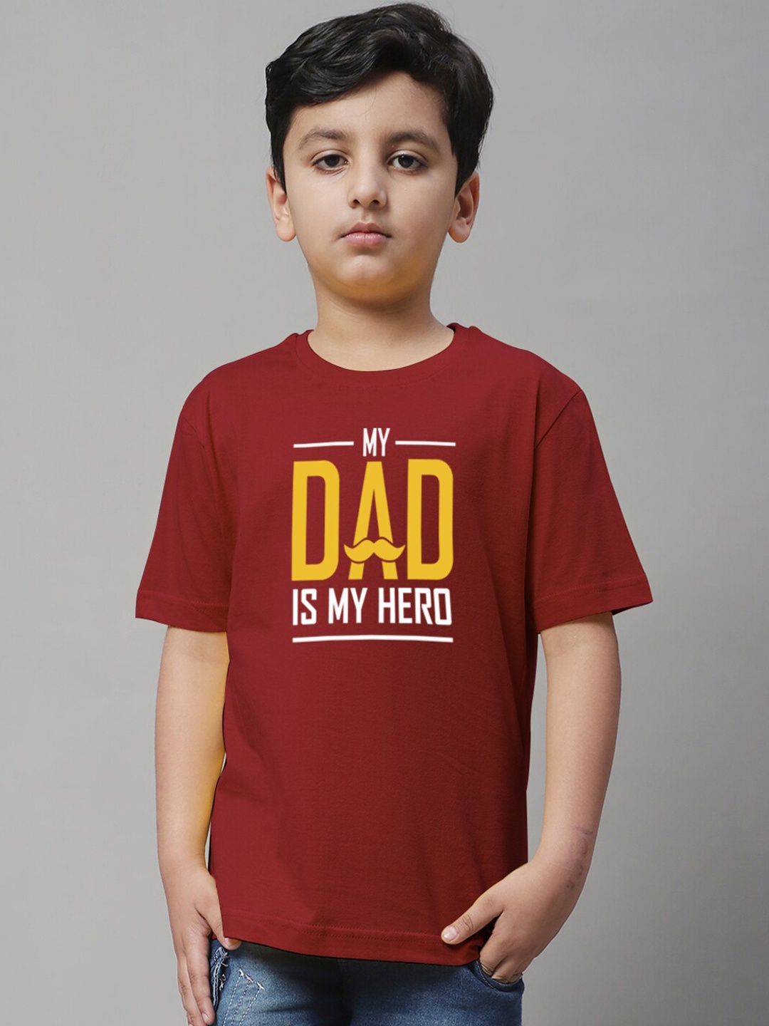 

Friskers Boys Typography Printed Pure Cotton T-shirt, Maroon
