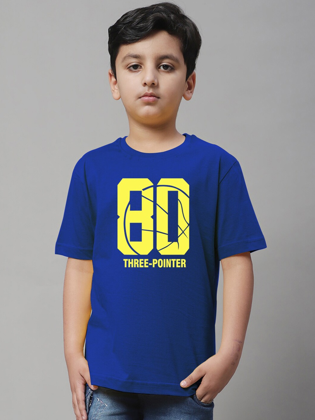 Friskers Boys Typography Printed Pure Cotton T-shirt, Blue