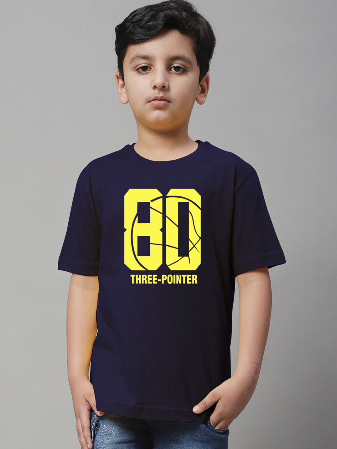 

Friskers Boys Typography Printed Pure Cotton T-shirt, Navy blue
