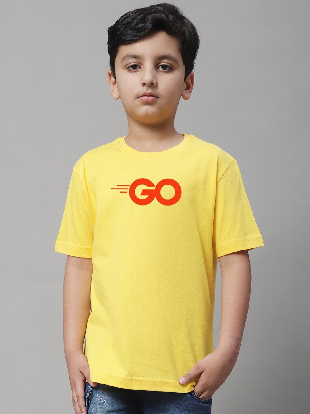 

Friskers Boys Typography Printed Pure Cotton T-shirt, Yellow