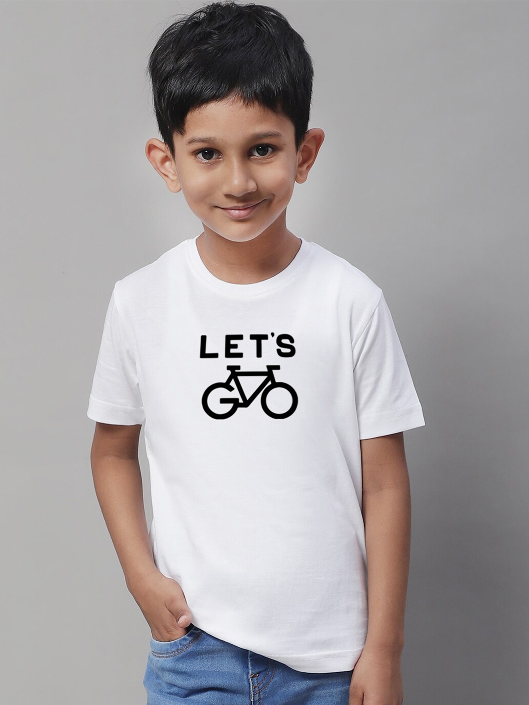 

Friskers Boys Typography Printed Round Neck Cotton Regular T-shirt, White