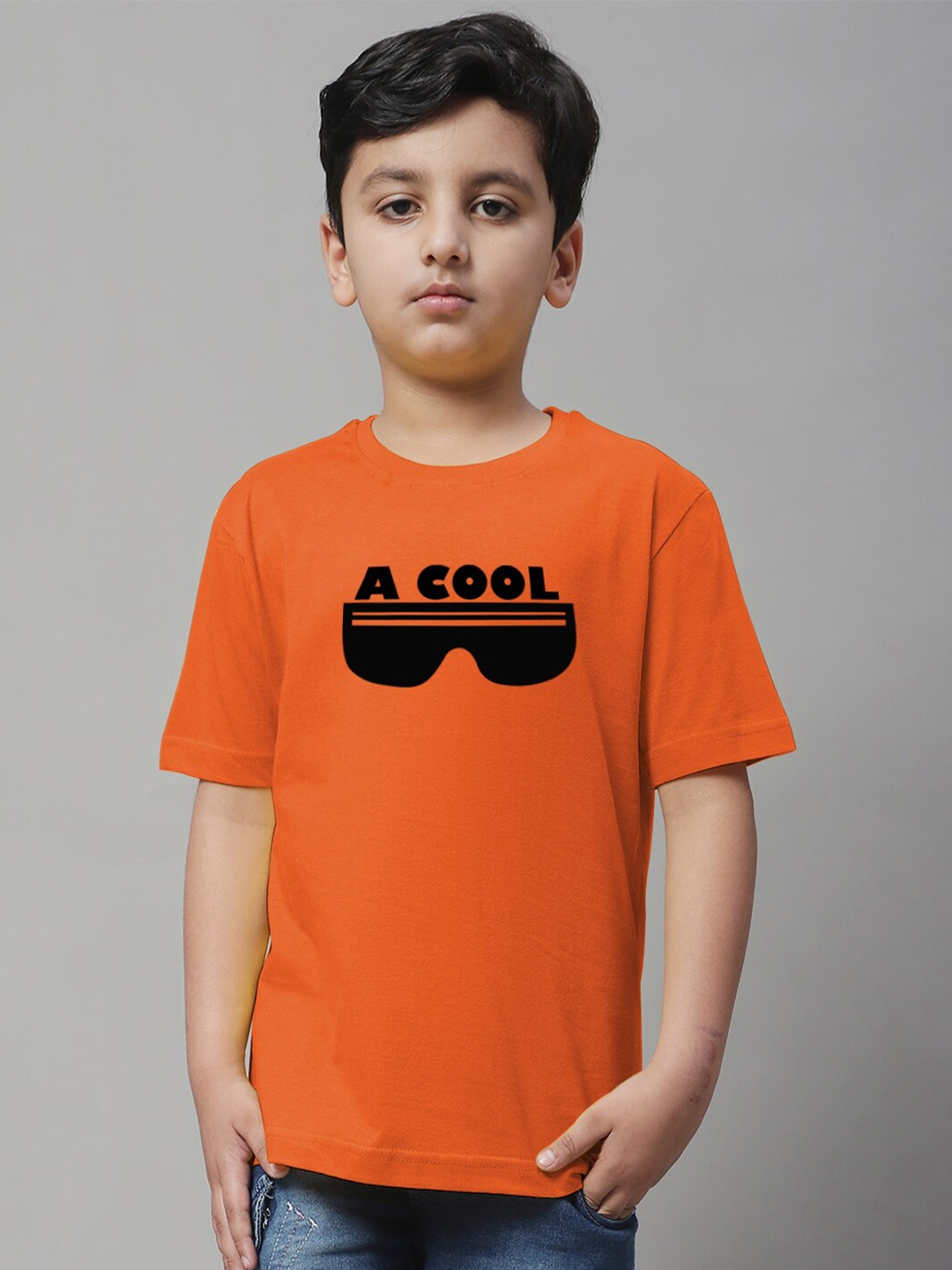 Friskers Boys Typography Printed Pure Cotton T-shirt, Orange