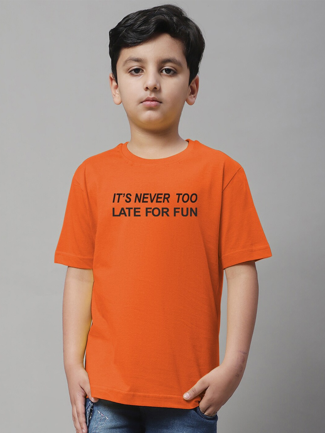 

Friskers Boys Typography Printed Pure Cotton T-shirt, Orange