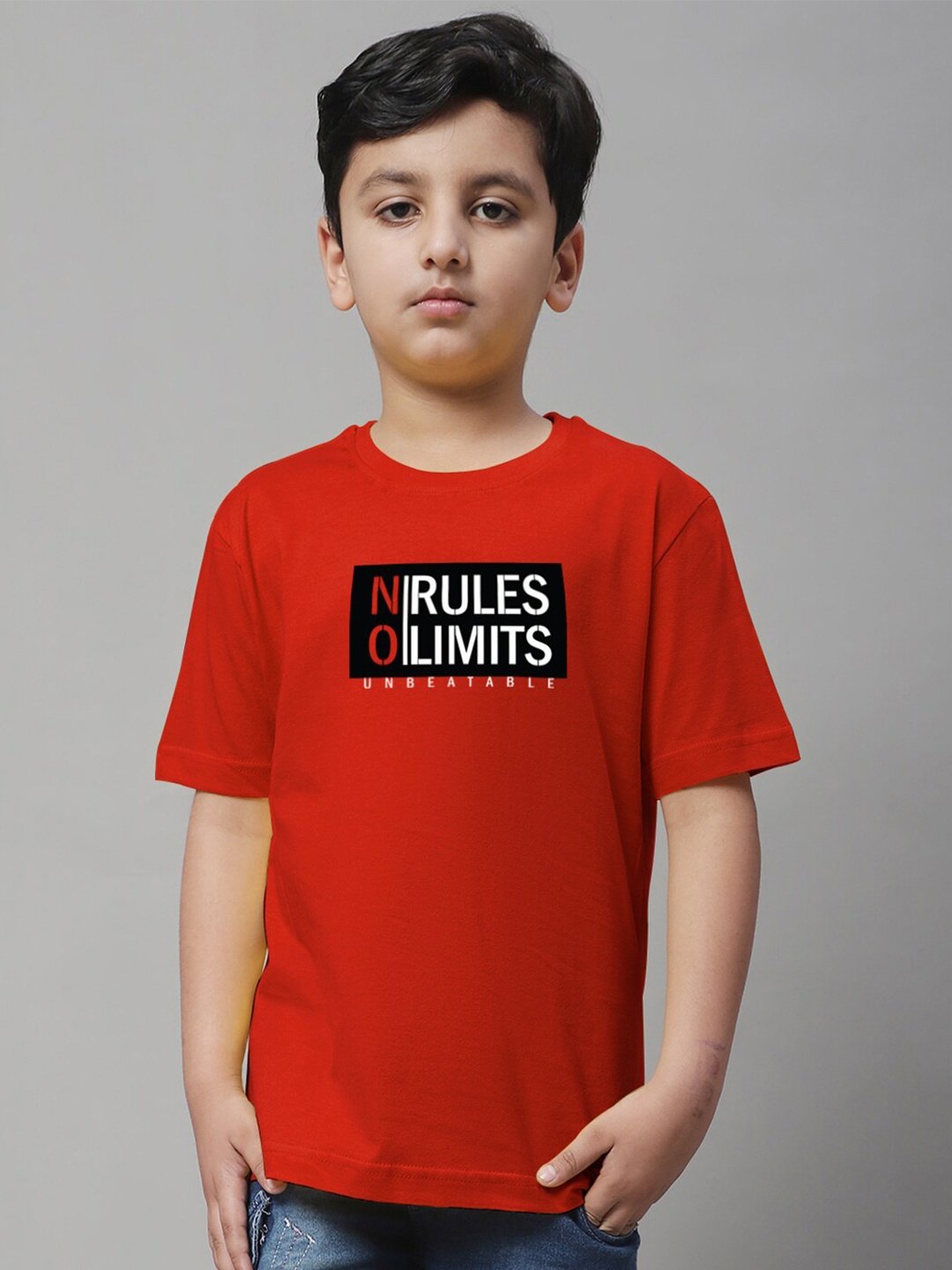 

Friskers Boys Typography Printed Pure Cotton T-shirt, Red