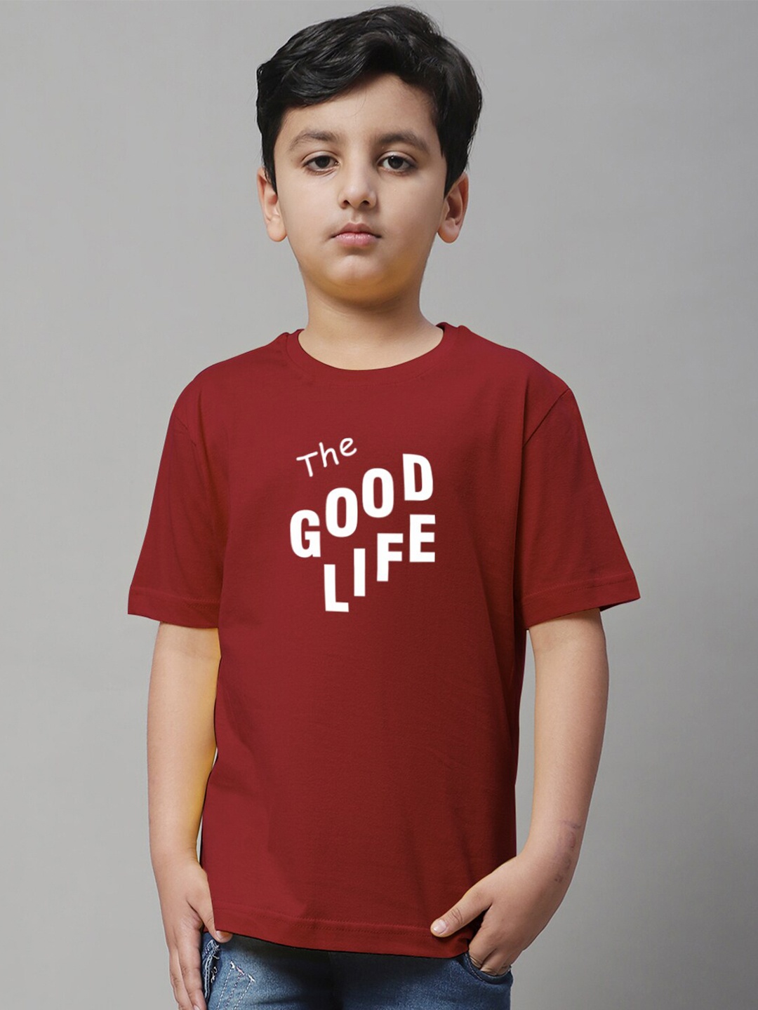 

Friskers Boys Typography Printed Pure Cotton T-shirt, Maroon