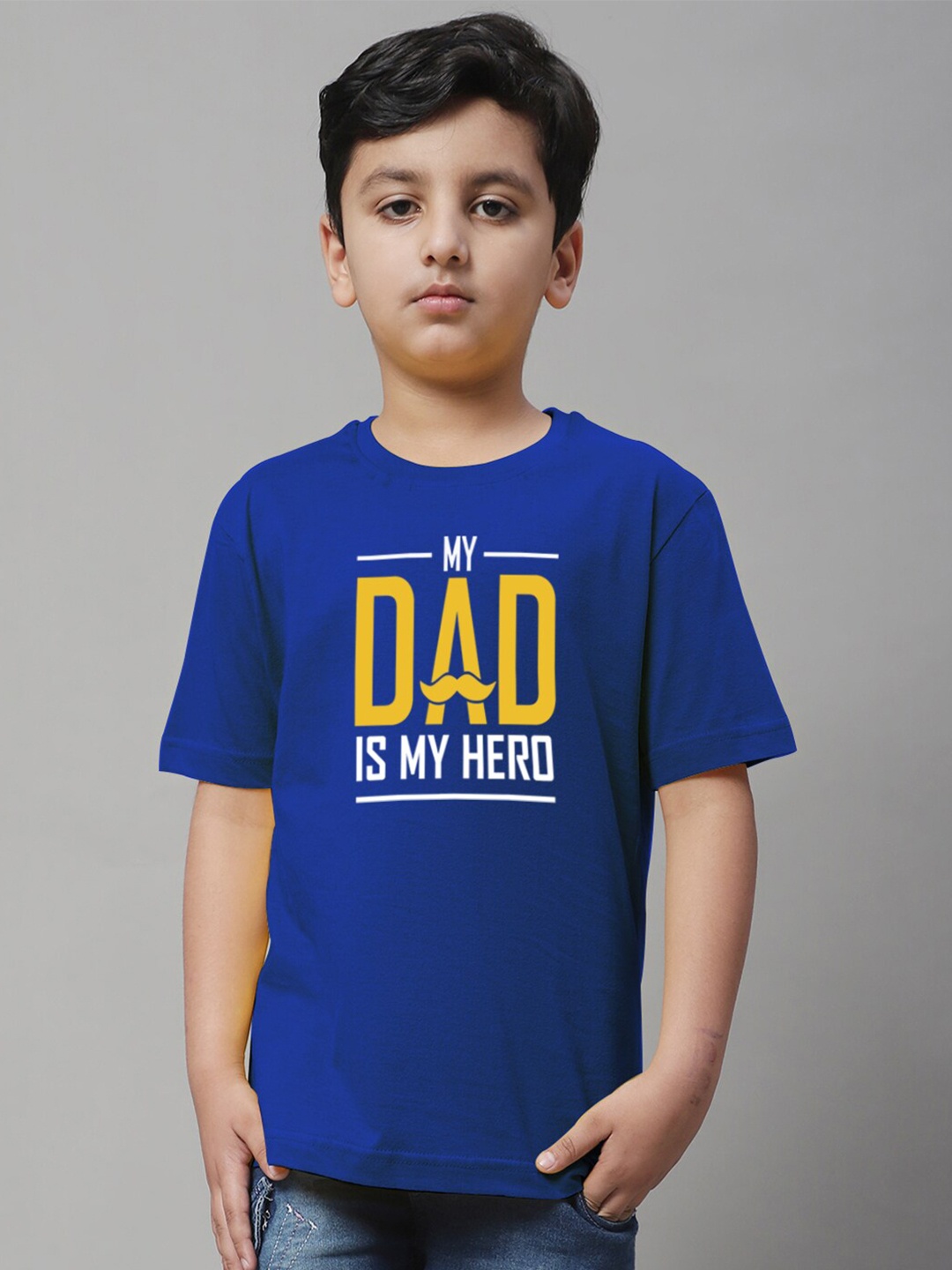 

Friskers Boys Typography Printed Round Neck Cotton Regular T-shirt, Blue