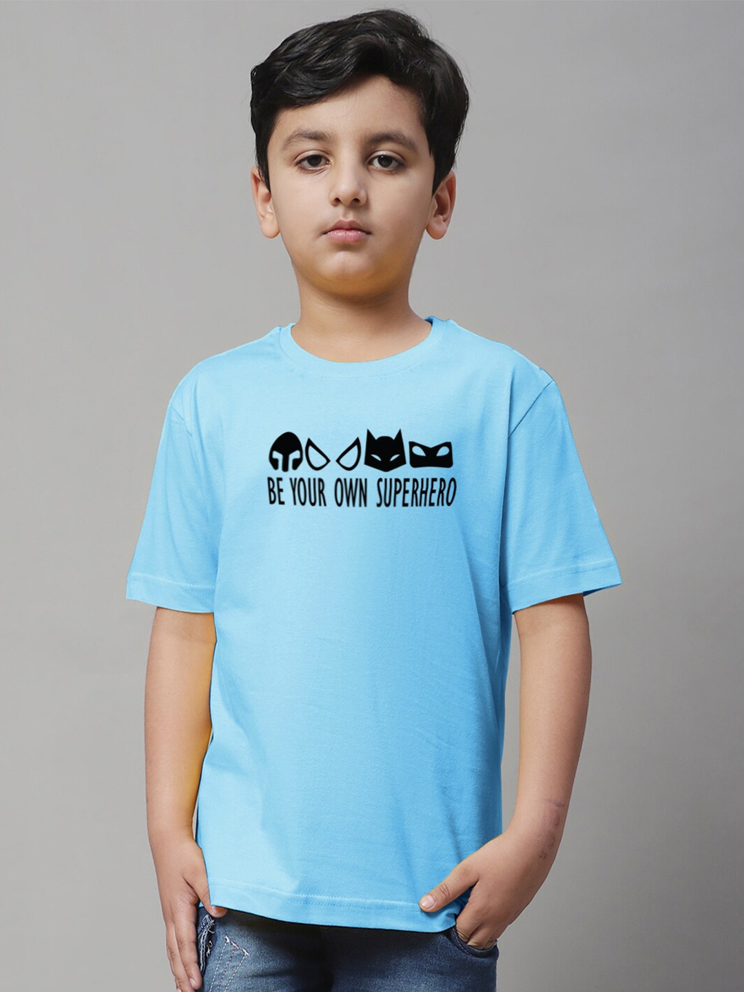 

Friskers Boys Typography Printed Round Neck Cotton Regular T-shirt, Turquoise blue
